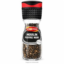 Moulin poivre noir Ducros 35 g sur fond blanc