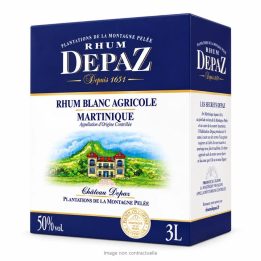 Rhum blanc agricole Depaz 50 degrés 3 L sur fond blanc
