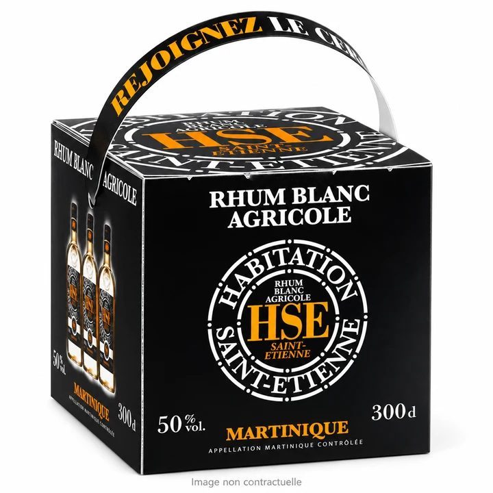 Rhum blanc agricole HSE 50 degrés 3 L sur fond blanc