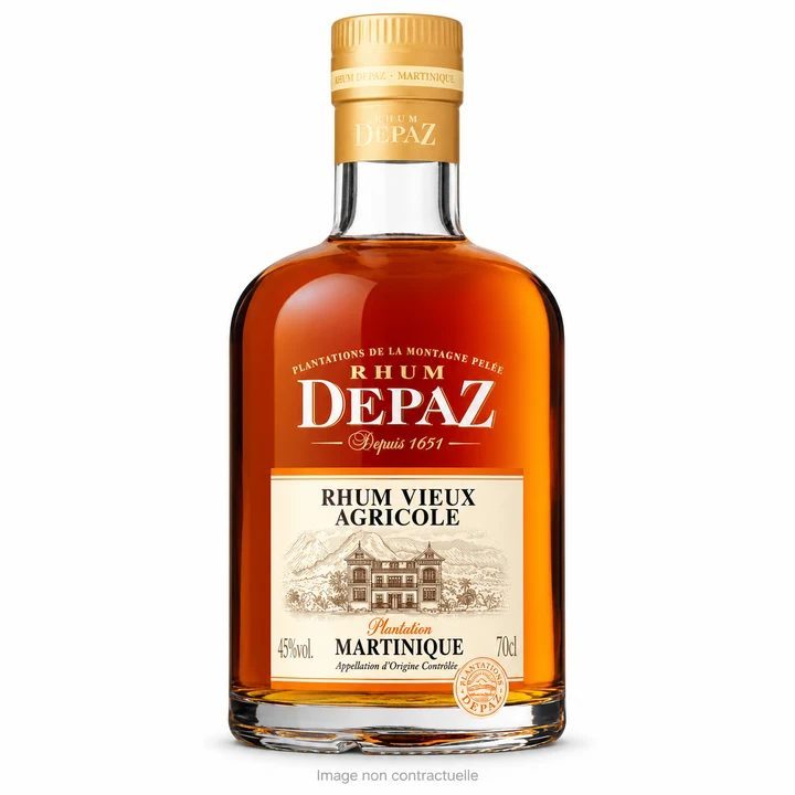 Rhum vieux Depaz 45% 70 cl sur fond blanc