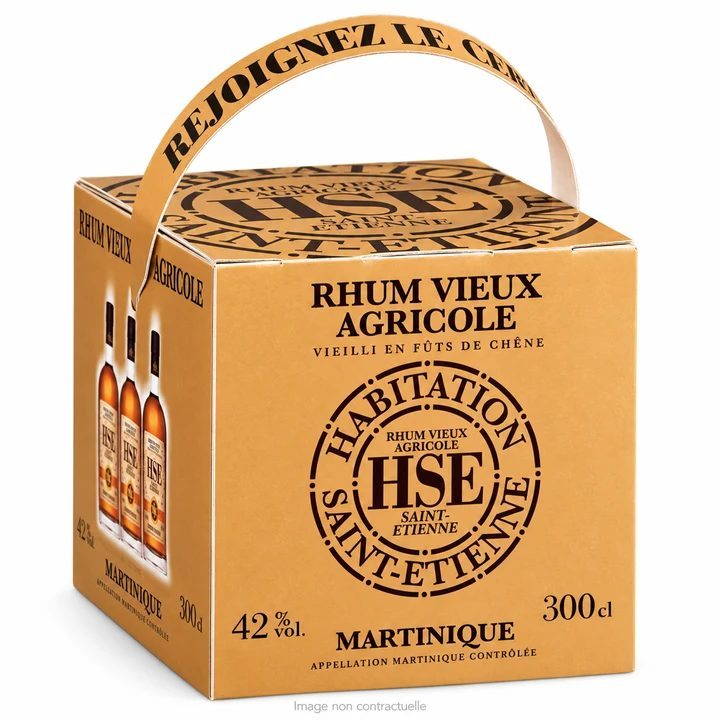 Rhum vieux agricole HSE 42 degrés 3 L sur fond blanc
