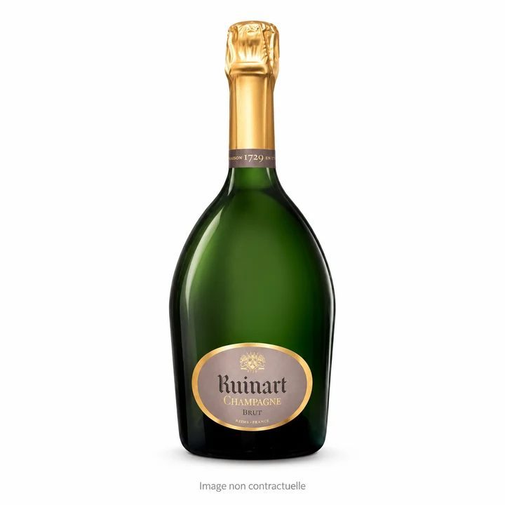 Champagne Ruinart brut 75 cl sur fond blanc