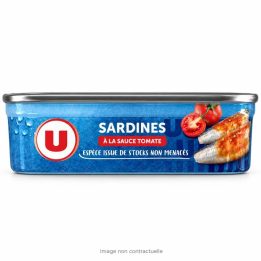 Sardines U sauce tomate 135 g sur fond blanc