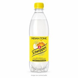 Schweppes Indian Tonic bouteille 50 cl sur fond blanc