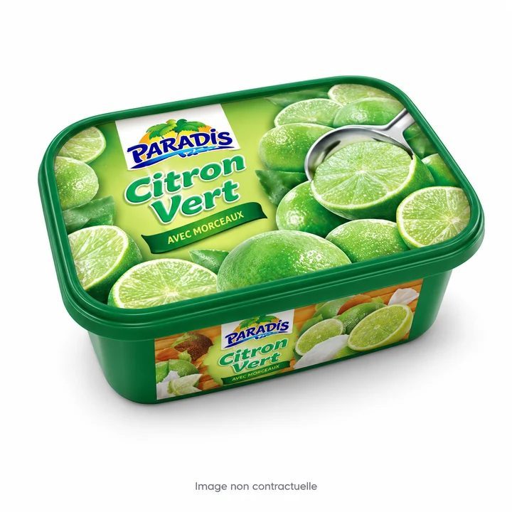 Sorbet citron vert Paradis 1 L sur fond blanc