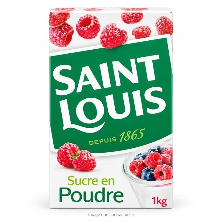 Sucre En Poudre Saint Louis 1 Kg sur fond blanc