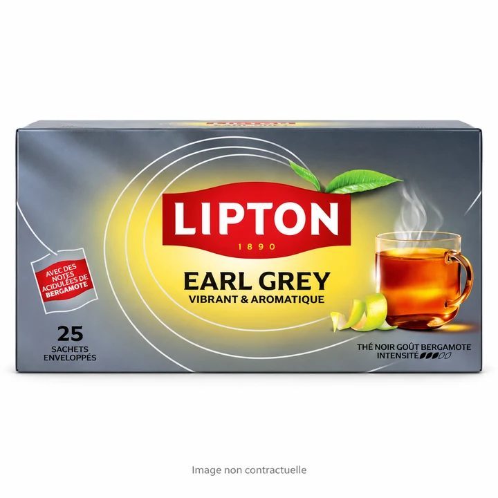 The Earl Grey Lipton X 25 sur fond blanc