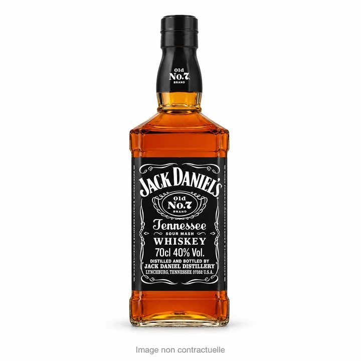 Whisky Jack Daniels Old No 7 70 cl sur fond blanc