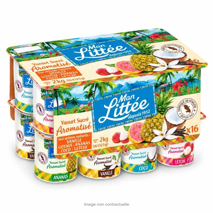 Yaourts aromatisés Mam Littée 16 x 125 g sur fond blanc